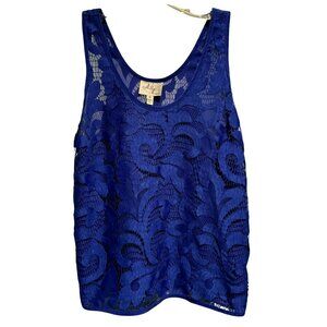 An Original Milly of New York Royal Blue Eyelet Floral Lined Tank Top Sz 4